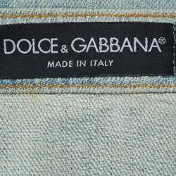 Pre Owned Dolce & Gabbana Blue Washed Denim Button Front Jacket S