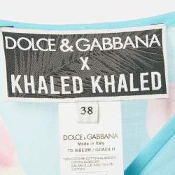 Pre Owned Dolce & Gabbana X Khaled Khaled Multicolor Flamingo Print Cotton Kaftan Mini Dress S