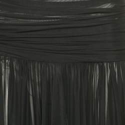 Pre Owned Dolce & Gabbana Black Ruched Mesh Halter Neck Maxi Dress S