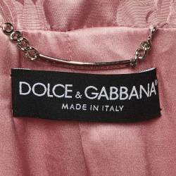 Pre Owned Dolce & Gabbana Pink Foral Jacquard Satin Long Coat M