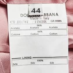 Pre Owned Dolce & Gabbana Pink Foral Jacquard Satin Long Coat M