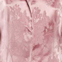 Pre Owned Dolce & Gabbana Pink Foral Jacquard Satin Long Coat M