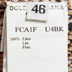 Pre Owned Dolce & Gabbana Beige Linen Frayed Detail Long Coat L