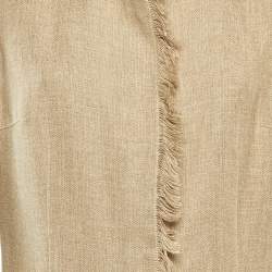 Pre Owned Dolce & Gabbana Beige Linen Frayed Detail Long Coat L