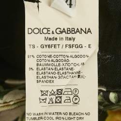 Pre Owned Dolce & Gabbana Black Camellia Print Cotton Trouser XXL 