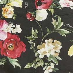 Pre Owned Dolce & Gabbana Black Camellia Print Cotton Trouser XXL 
