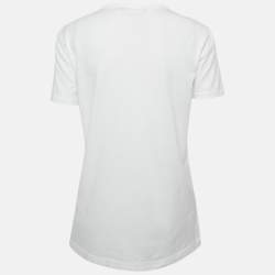 Pre Owned Dolce & Gabbana White Printed Cotton Knit Crew Neck T-Shirt S