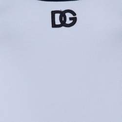 Pre Owned Dolce & Gabbana White Cotton Knit Contrast Detail Tank Top M