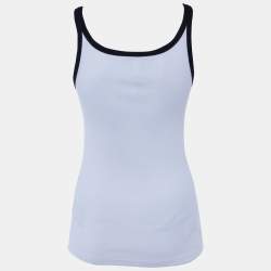 Pre Owned Dolce & Gabbana White Cotton Knit Contrast Detail Tank Top M