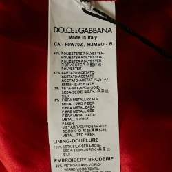 Pre Owned Dolce & Gabbana Gold & Red Bow Embellished Jacquard Cape M   