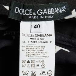Pre Owned Dolce & Gabbana Black Star Print Stretch Silk Trousers S