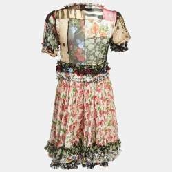 Pre Owned Dolce & Gabbana Multicolor Floral Printed Silk Ruffled Mini Dress S