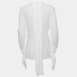 Pre Owned Dolce & Gabbana White Chiffon Ruffled Blouse L