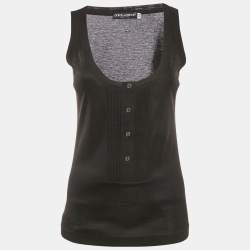 Pre Owned Dolce & Gabbana Black Stretch Cotton Pintuck Tank Top M