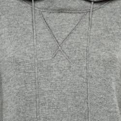Pre Owned Dolce & Gabbana Grey Wool Knit Hooded Sweater Dress S