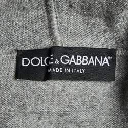 Pre Owned Dolce & Gabbana Grey Wool Knit Hooded Sweater Dress S