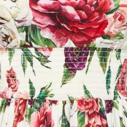 Pre Owned Dolce & Gabbana White Floral Print Cotton Midi Dress S