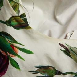 Pre Owned Dolce & Gabbana White Floral Print Cotton Midi Dress S