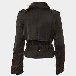 Pre Owned Dolce & Gabbana Black Satin Double Breasted Jacket S