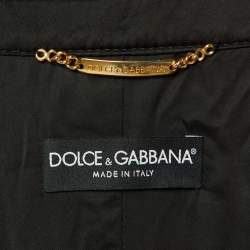 Pre Owned Dolce & Gabbana Black Satin Double Breasted Jacket S