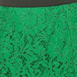 Pre Owned Dolce & Gabbana Green Floral Lace Midi Dress S