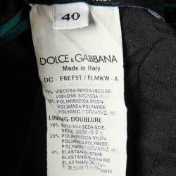 Pre Owned Dolce & Gabbana Green Lace Bow Detail Flared Mini Dress S