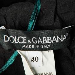 Pre Owned Dolce & Gabbana Green Lace Bow Detail Flared Mini Dress S