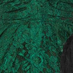 Pre Owned Dolce & Gabbana Green Lace Bow Detail Flared Mini Dress S