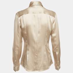 Pre Owned Dolce & Gabbana Cream Satin Button Detail Shirt M