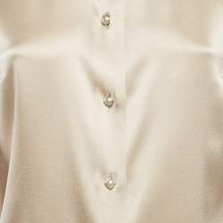 Pre Owned Dolce & Gabbana Cream Satin Button Detail Shirt M