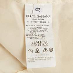 Pre Owned Dolce & Gabbana Cream Lace Knit Top and Pants Set M