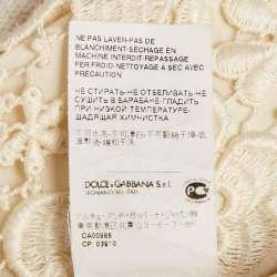 Pre Owned Dolce & Gabbana Cream Lace Knit Top and Pants Set M