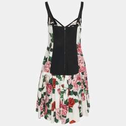 Pre Owned Dolce & Gabbana Multicolor Cotton Blend Floral Print Midi Dress M