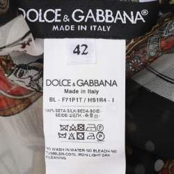 Pre Owned Dolce & Gabbana Black Printed Silk Blouse M