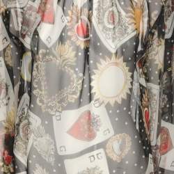 Pre Owned Dolce & Gabbana Black Printed Silk Blouse M