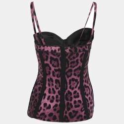 Pre Owned Dolce & Gabbana Purple/Black Silk Blend Bustier Top M