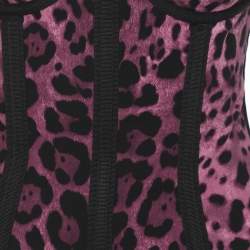 Pre Owned Dolce & Gabbana Purple/Black Silk Blend Bustier Top M