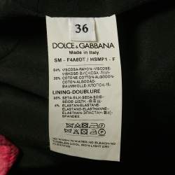 Pre Owned Dolce & Gabbana Black Floral Print Button Detail Jacquard Mini Skirt XS