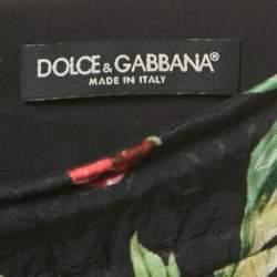 Pre Owned Dolce & Gabbana Black Floral Print Button Detail Jacquard Mini Skirt XS