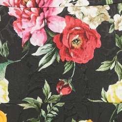 Pre Owned Dolce & Gabbana Black Floral Print Button Detail Jacquard Mini Skirt XS