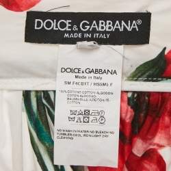 مملوكة مسبقًا تنورة ميني دولتشي أند غابانا قطن بطبعة الخشخاش الأبيض مقاس كبير - لارج