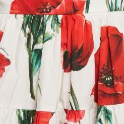 مملوكة مسبقًا تنورة ميني دولتشي أند غابانا قطن بطبعة الخشخاش الأبيض مقاس كبير - لارج