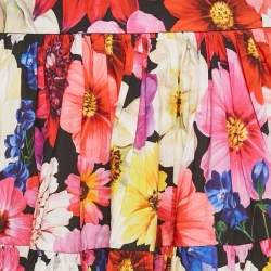 Pre Owned Dolce & Gabbana Multicolor Garden Print Cotton Mini Skirt L