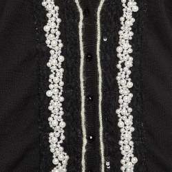 Pre Owned Dolce & Gabbana Black Virgin Wool Embellished Cardigan M