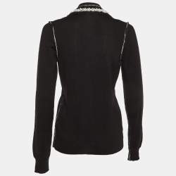 Pre Owned Dolce & Gabbana Black Virgin Wool Embellished Cardigan M