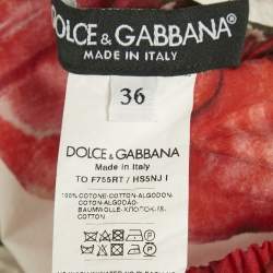 Pre Owned Dolce & Gabbana White Poopy Print Cotton Off Shoulder Crop Top XS