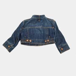 Pre Owned Dolce & Gabbana Blue Denim Button Front Cropped Jacket S