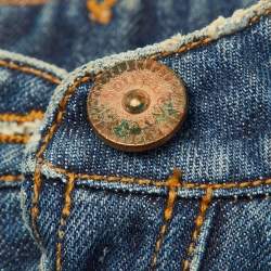 Pre Owned Dolce & Gabbana Blue Denim Button Front Cropped Jacket S