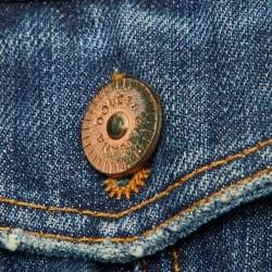 Pre Owned Dolce & Gabbana Blue Denim Button Front Cropped Jacket S