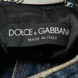 Pre Owned Dolce & Gabbana Blue Denim Button Front Cropped Jacket S